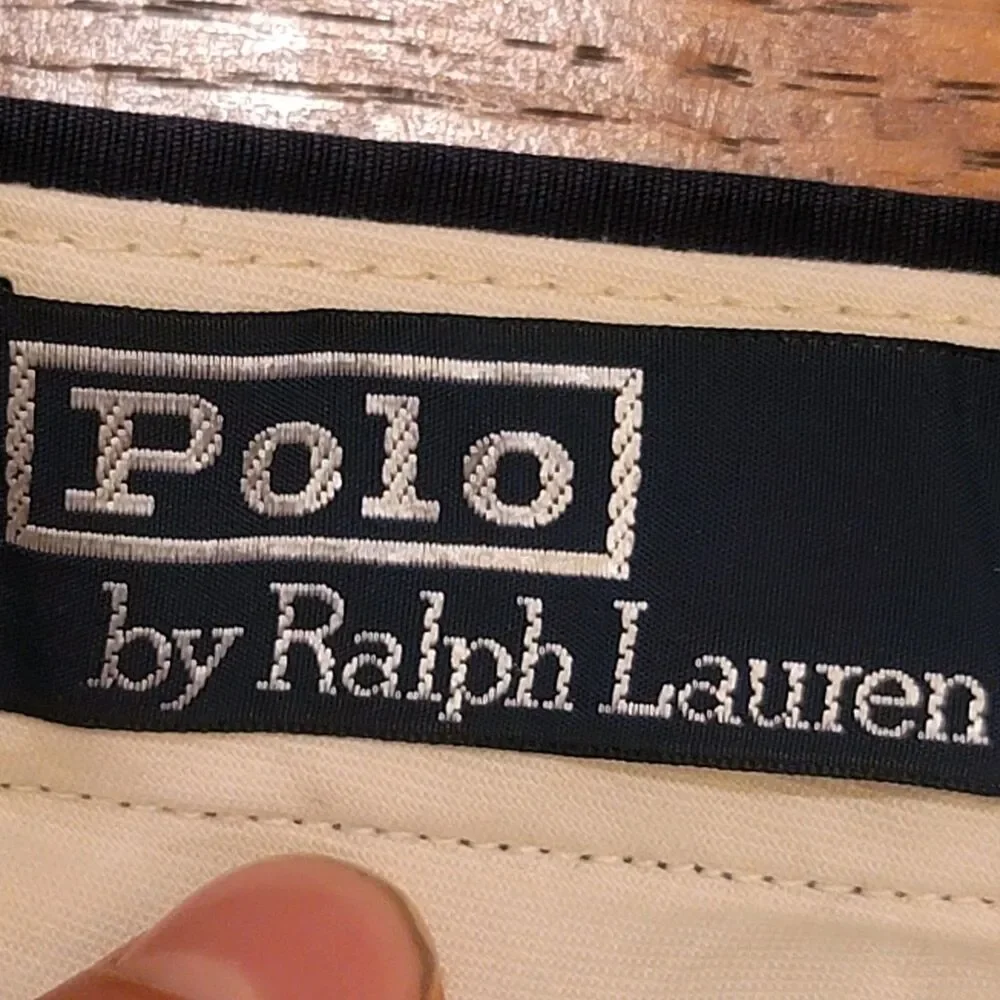 Polo By Ralph Lauren 100% Cotton Navy Blue Chinos 42x32 Pleated Cuffed